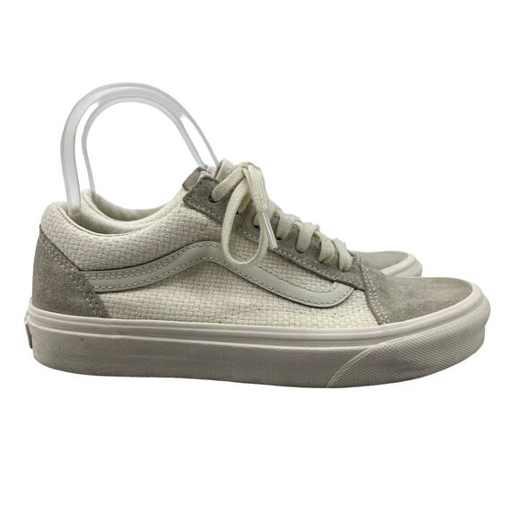 Vans Weave Sneakers Womens 6.5 Cream Suede and Canvas Lace Up Low Top Shoes - Picture 1 of 11